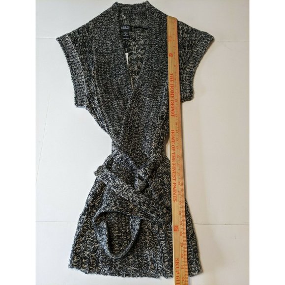 LouLou Womens Long Black Knitted Sleeveless Cardigan Sweater Vest Size Med NEW - Picture 9 of 9